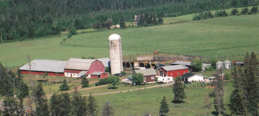 arial shot of the farm